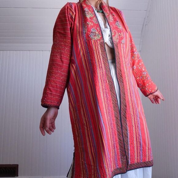 Stunning vintage Turkmen Chodor tribe handmade robe/jacket/duster - Picture 5 of 12